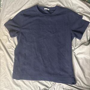 Navy blue cotton waffle casual